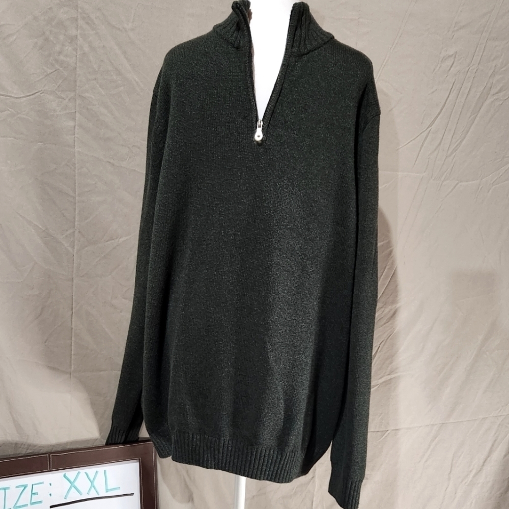 Croft & Barrow XXLT dark heather grey 1/4 zip collar heavy knit sweater‎